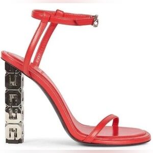 Givenchy Red Heeled Sandals with Silver Accents